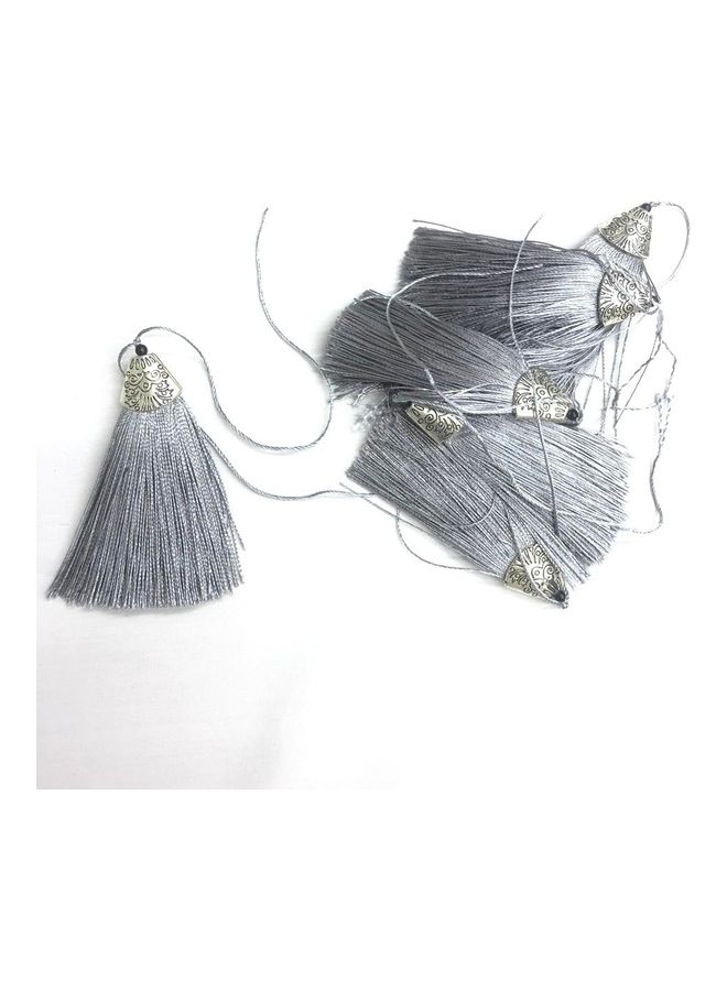 12-Piece Nylon Top Metal Cup Thread Tassels Grey 3inch - Image 2