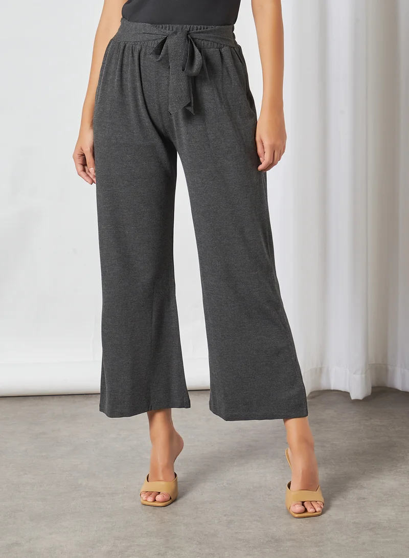 trendyol Wide Leg Knit Pants Anthracite