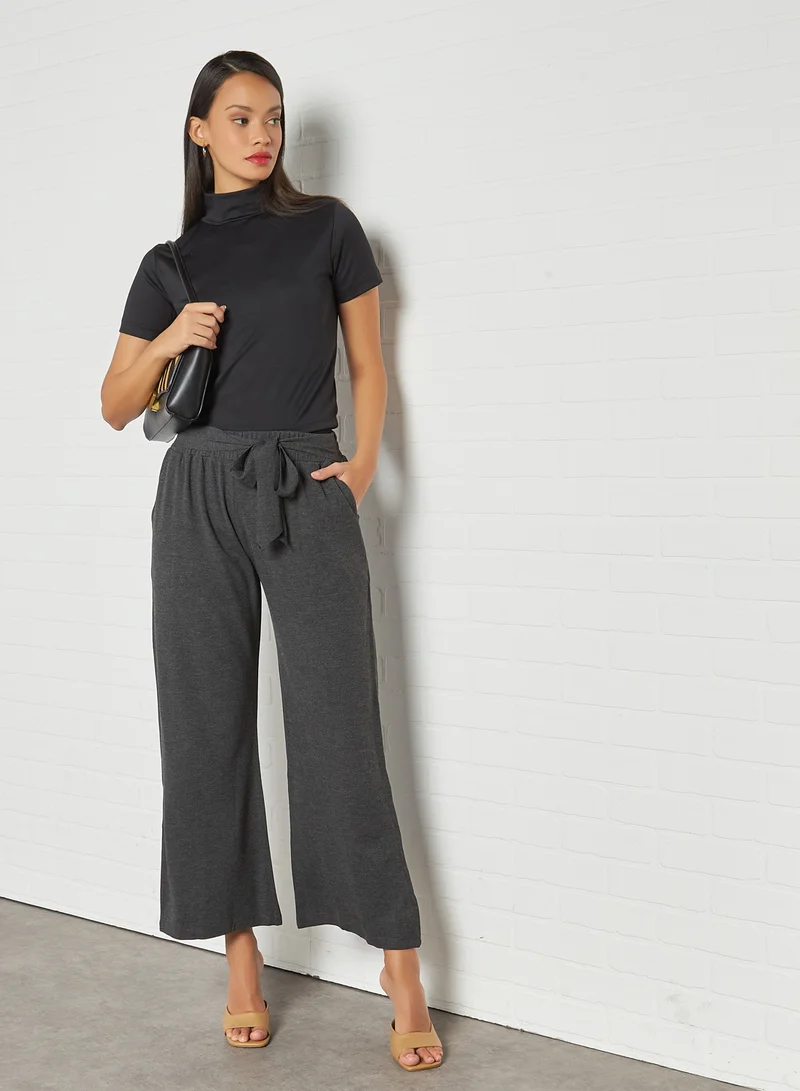 trendyol Wide Leg Knit Pants Anthracite