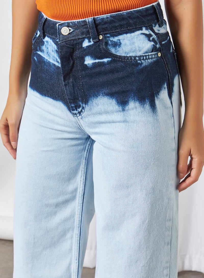 trendyol - High-Waist Wide Leg Jeans Blue - Image 1