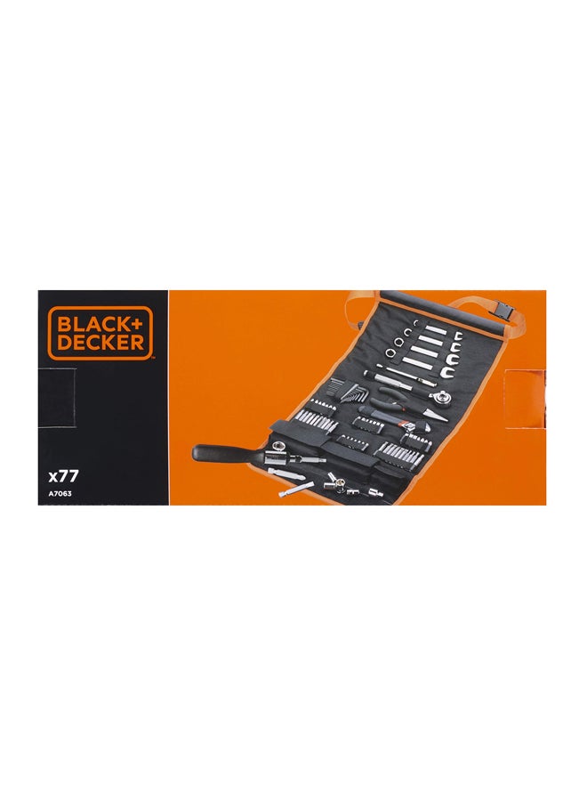 76-Piece Automotive Tool Set With Soft Roll Bag Silver/Black/Orange