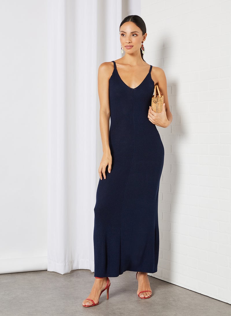 trendyol - Knitted Midi Dress Navy - Image 1