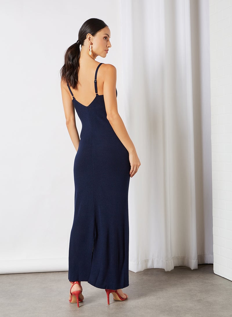 trendyol - Knitted Midi Dress Navy - Image 1