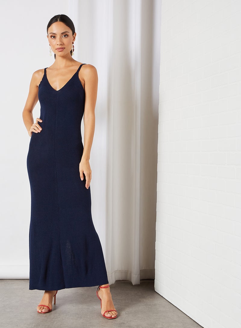 trendyol - Knitted Midi Dress Navy - Image 1