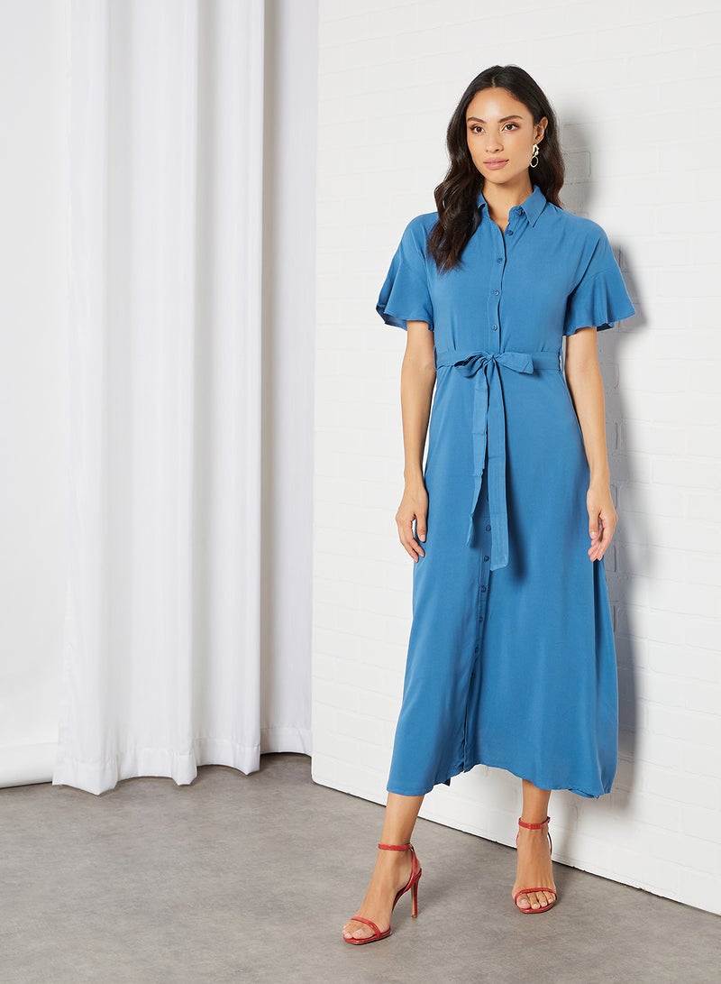 Tie-Up Waist Midi Dress Indigo - v1618568862/N45145095V_1