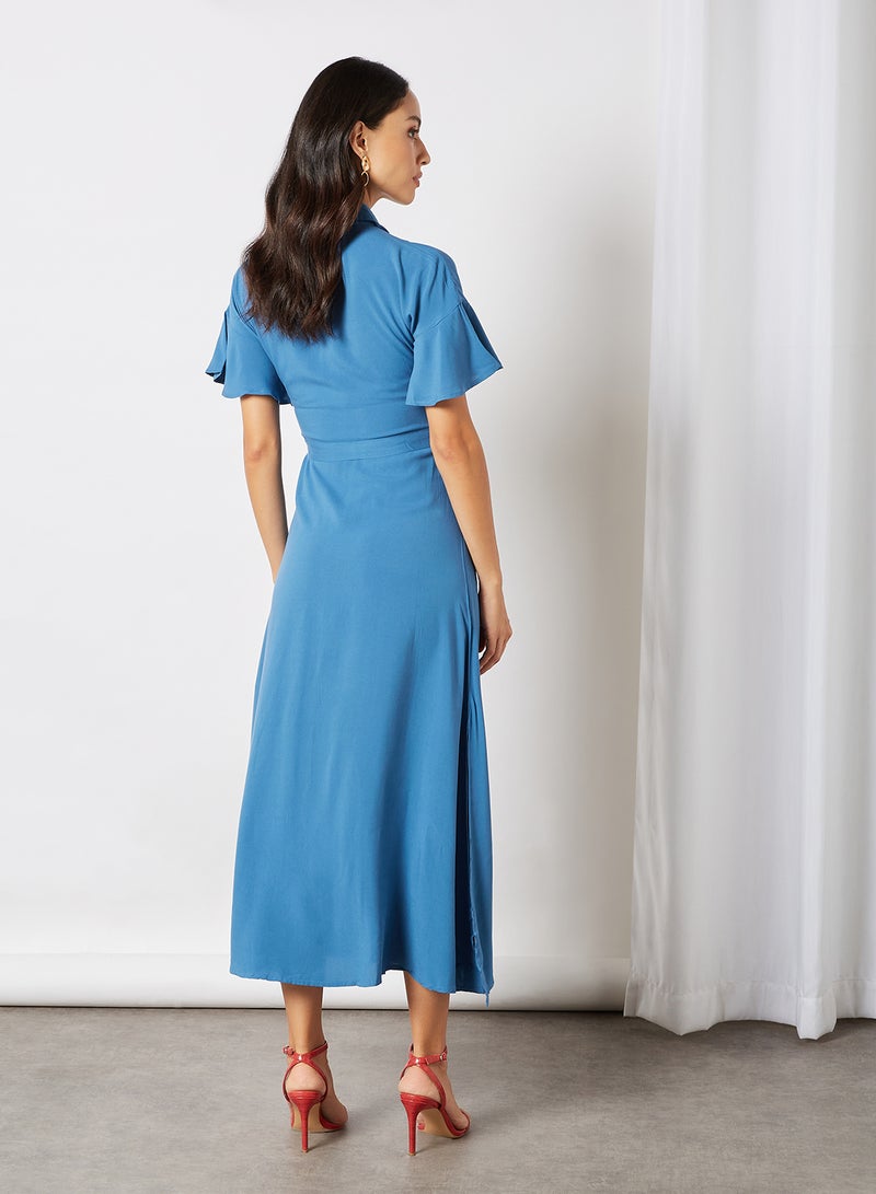 Tie-Up Waist Midi Dress Indigo - v1618568862/N45145095V_2