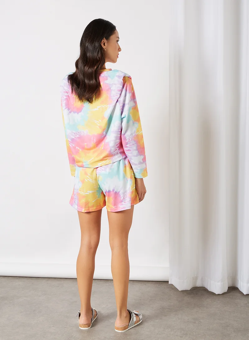 trendyol Tie-Dye T-Shirt and Shorts Set Multicolour