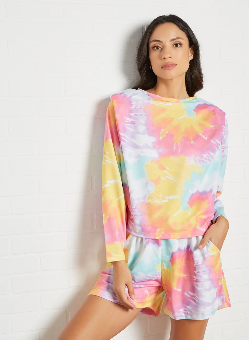 trendyol Tie-Dye T-Shirt and Shorts Set Multicolour