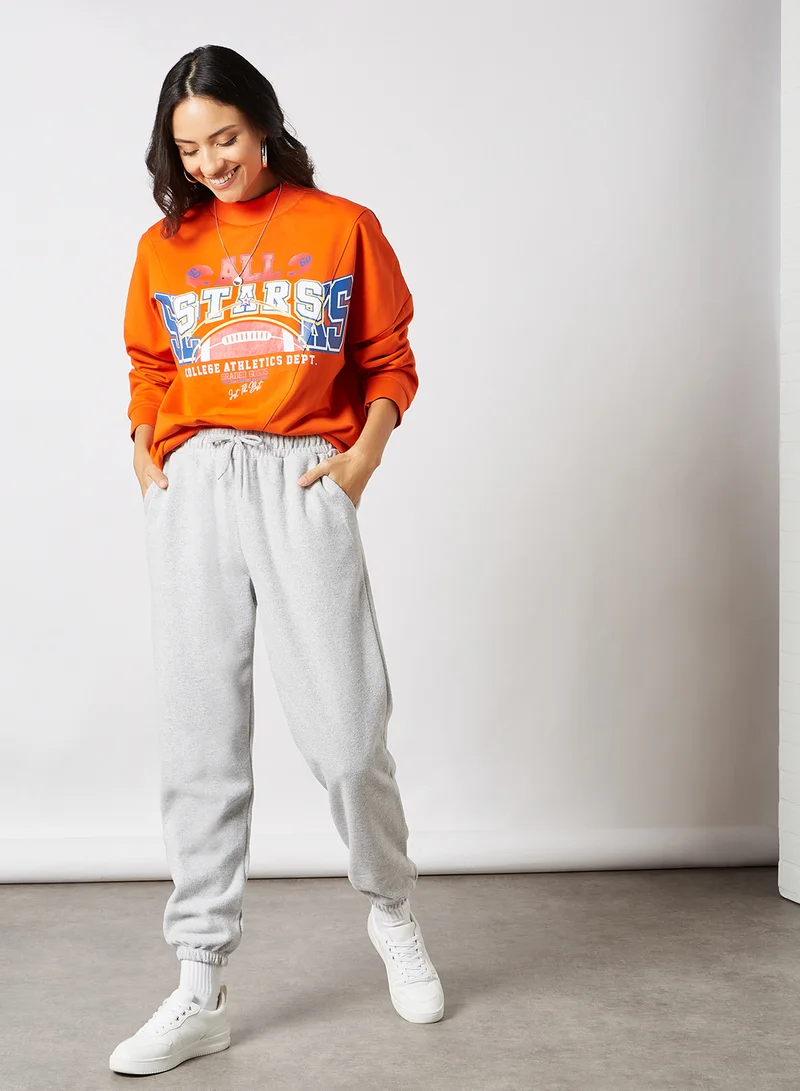 trendyol Graphic Print Sweatshirt Orange
