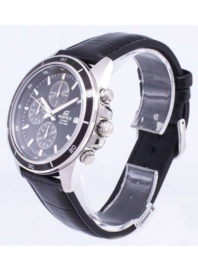 CASIO Men's Leather Analog Wrist Watch EFR-526L-1AVUDF - 49 mm - Black - Image 3