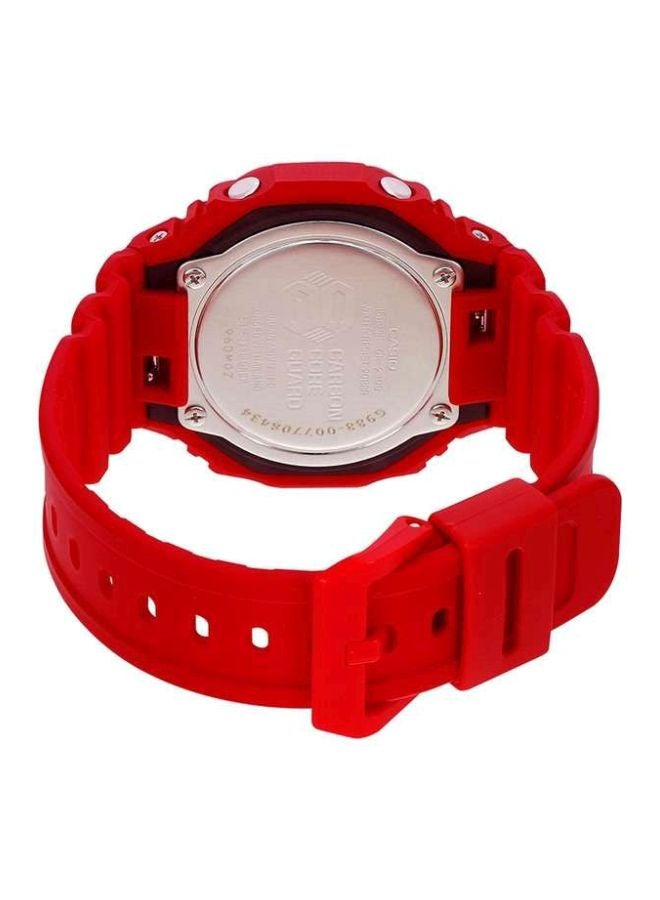 كاسيو ساعة يد بعقارب رقمية بسوار من الراتينج طراز Ga-2100-4ADR - قياس 49 مم - أحمر - Image 2