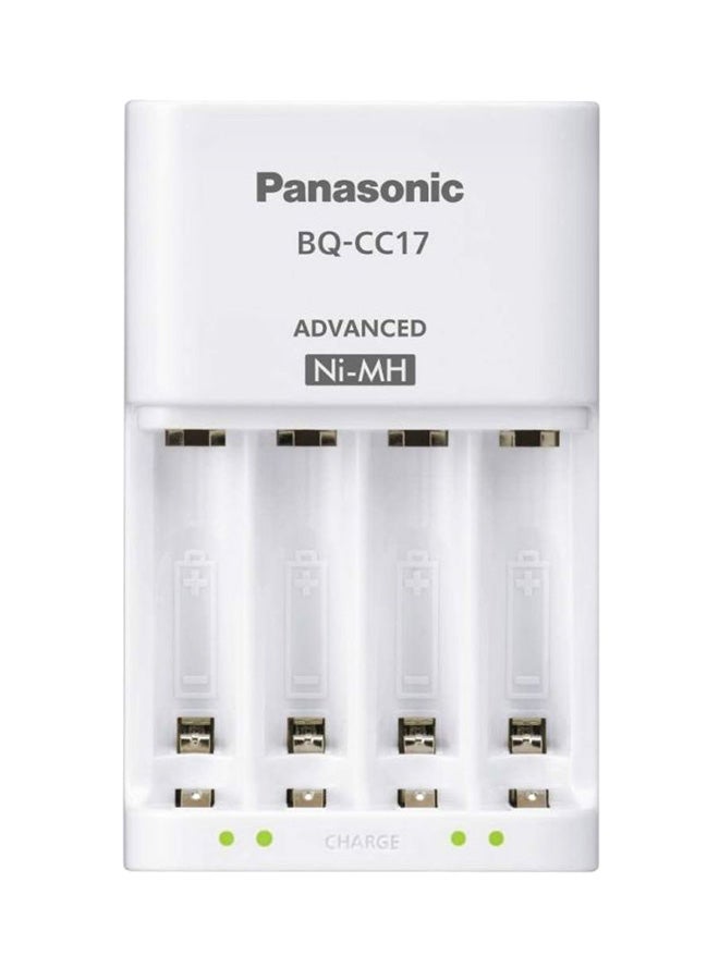 Panasonic 2000.0 mAh 3-Piece Individual Battery Charger And Rechargeable Battery Set White  - Image 1