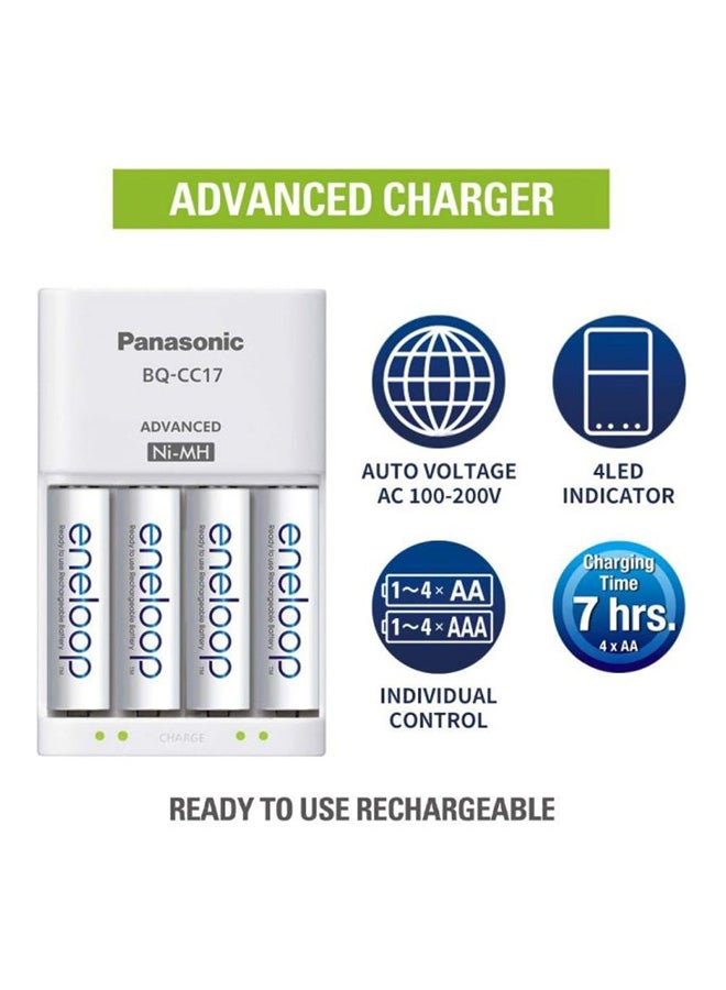Panasonic 2000.0 mAh 3-Piece Individual Battery Charger And Rechargeable Battery Set White  - Image 5