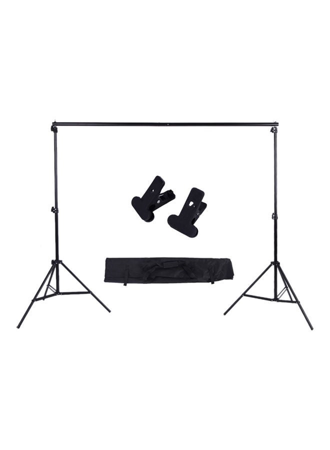 6-Piece Adjustable Photography Background Stand With Crossbar And Clamp Kit Black - Image 1