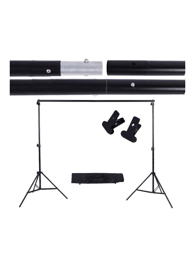 6-Piece Adjustable Photography Background Stand With Crossbar And Clamp Kit Black - Image 2