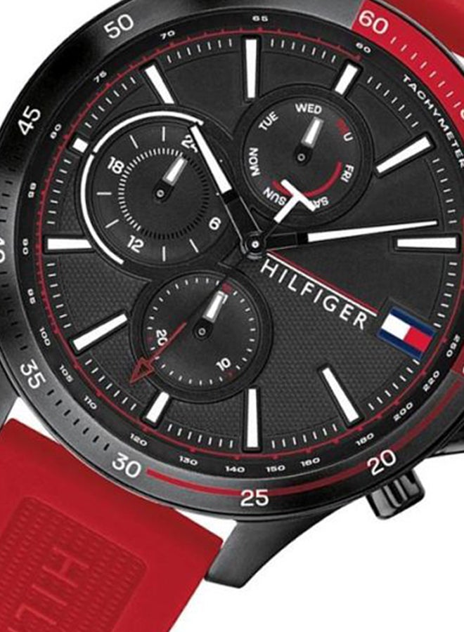 TOMMY HILFIGER Men's Round Shape Silicone Strap Analog Wrist Watch 46 mm - Red - 1791722  - Image 4