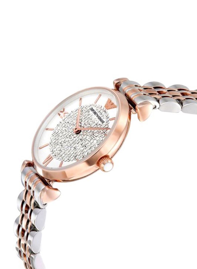 EMPORIO ARMANI - Women's Gianni T-Bar Water Resistant Analog Watch AR1926 - 32 mm - Silver/Gold - Image 1