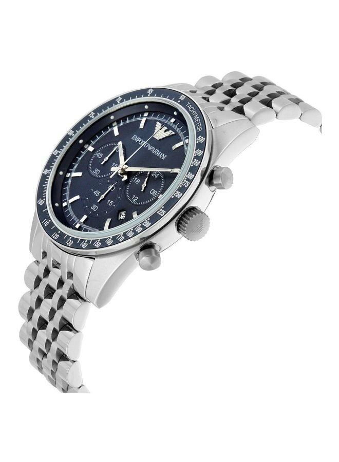 امبوريو ارماني ساعة يد كرونوغراف مقاومة للماء طراز AR6072 - مقاس 46 مم - لون فضي للرجال - Image 5