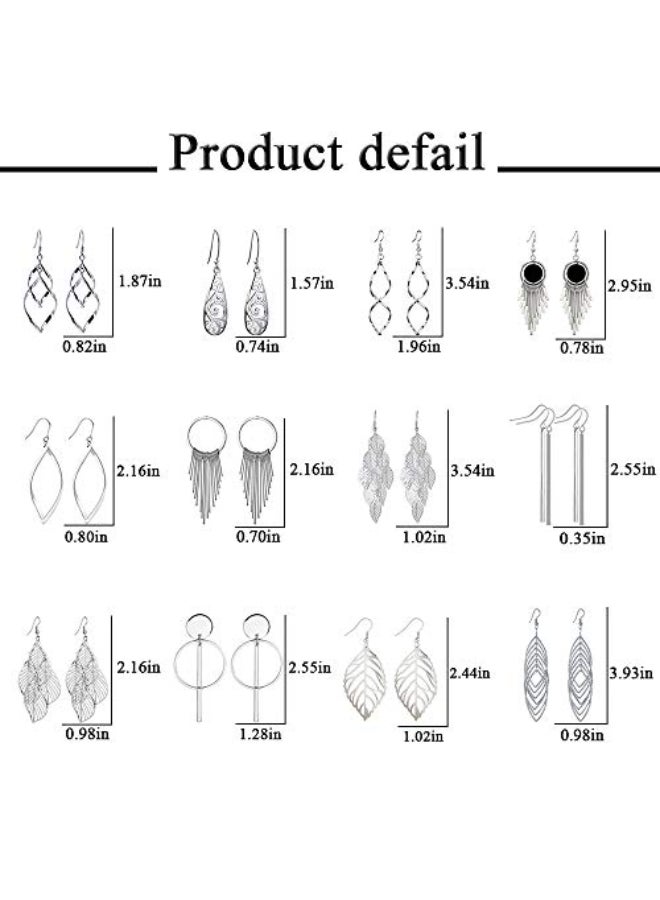 Venianus 12-Pairs Drop Dangle Earrings Set - Image 4