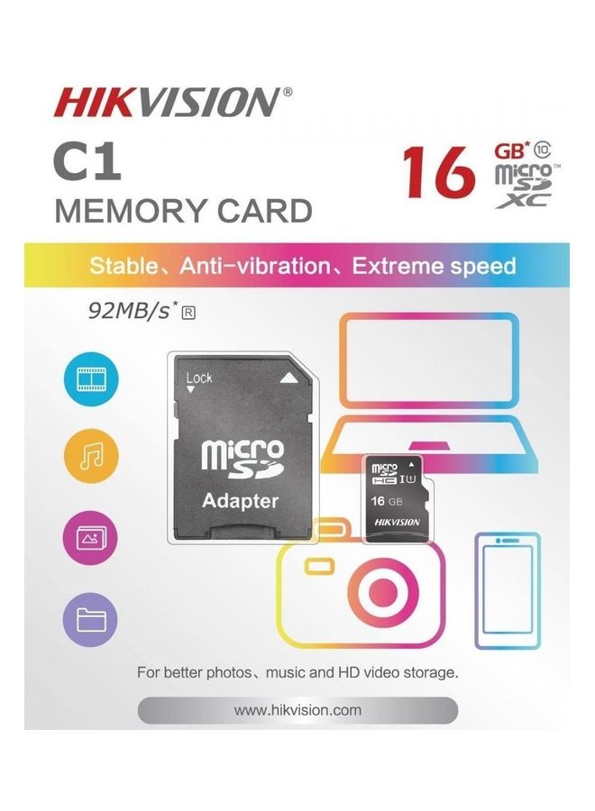 HIKVISION - 16GB microSDHC Card with Adapter 16 GB - Image 1