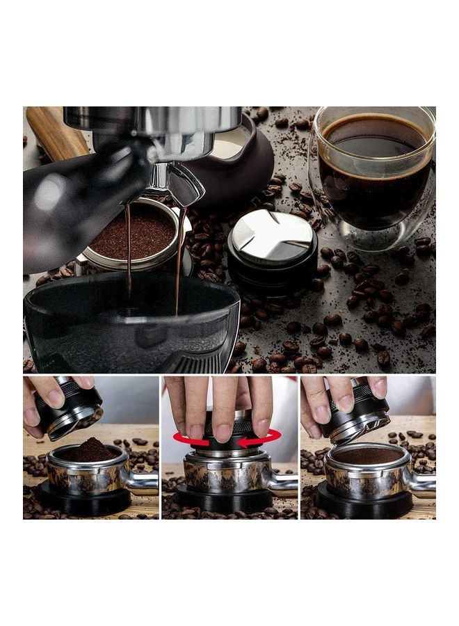 XiuWoo Compatible With 51mm Coffee Diffuser And Tamper 2 in 1 Double Headed Coffee Leveler Fits 51mm DeLonghi Special Portafilter, Adjustable Depth - Professional Espresso Hand Bands Black/Silver  - Image 2