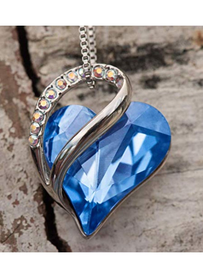 Leafael Birthstone Crystal Love Heart Necklace - Image 2