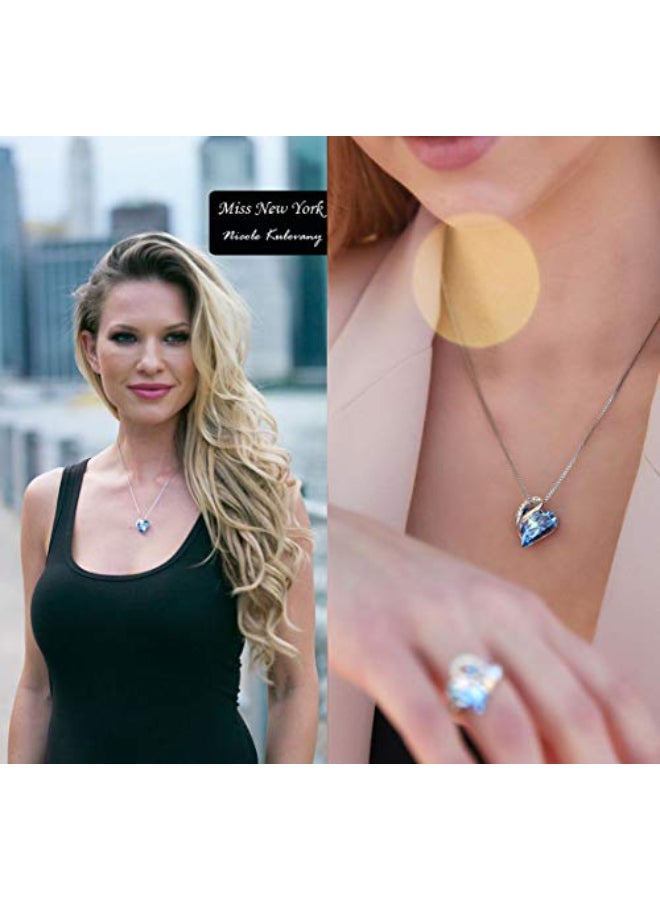 Leafael Birthstone Crystal Love Heart Necklace - Image 5