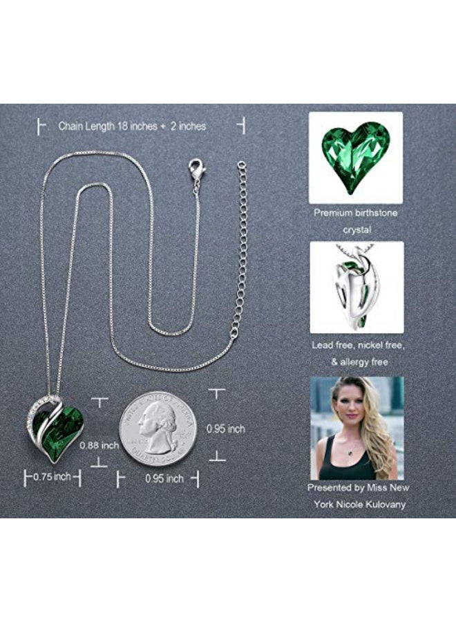 Leafael Crystal Emerald Love Heart Necklace - Image 3