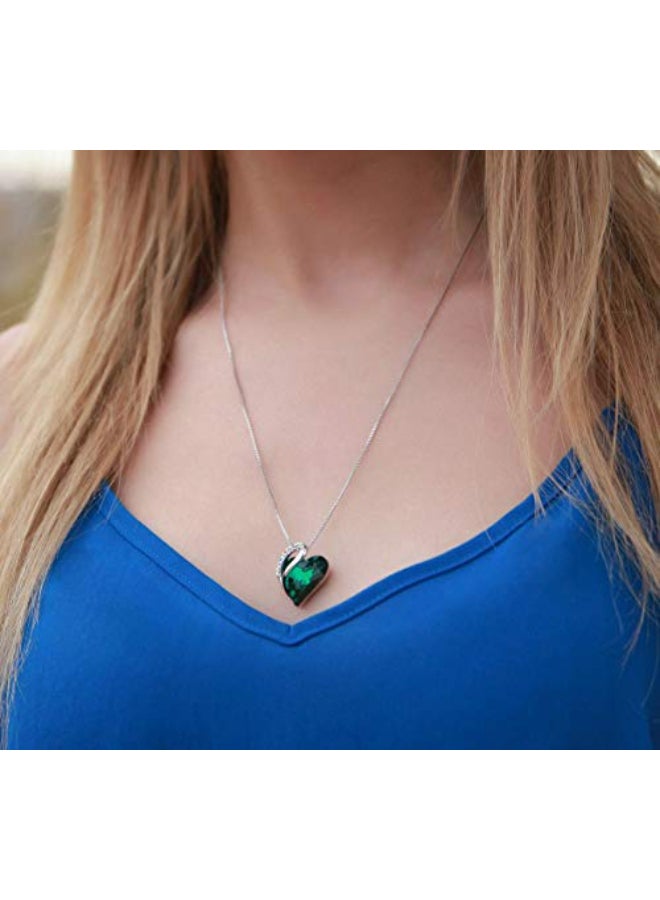 Leafael Crystal Emerald Love Heart Necklace - Image 4