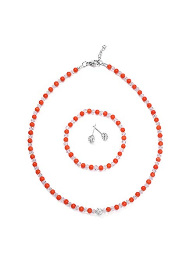 Faux Crystal Pearls Necklace, Bracelet And Earring Set - Image 1