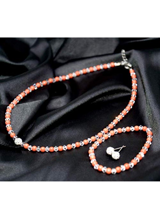 Faux Crystal Pearls Necklace, Bracelet And Earring Set - Image 3
