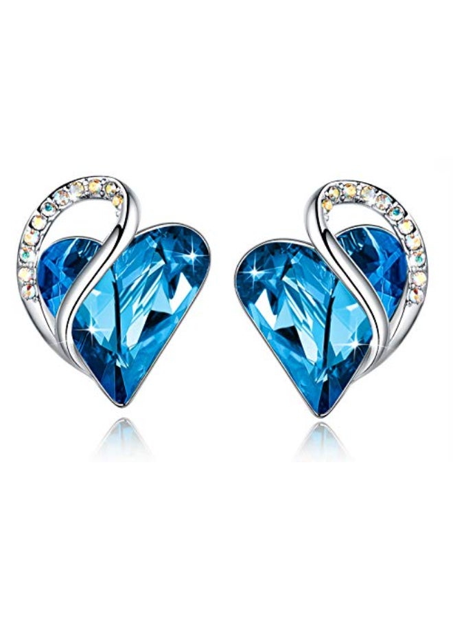 Leafael Love Heart Bermuda Crystal Stud Earrings - Image 1