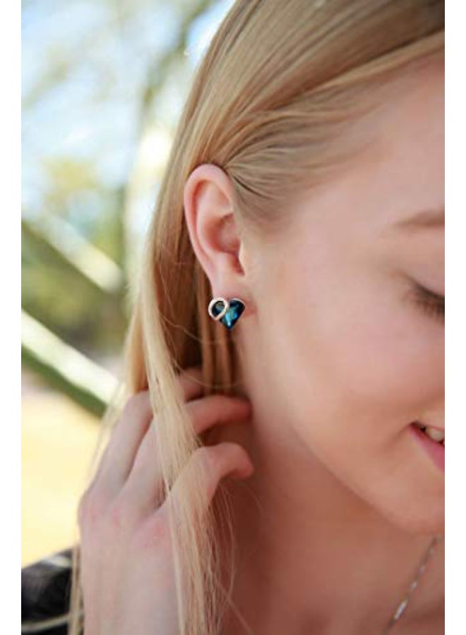 Leafael Love Heart Bermuda Crystal Stud Earrings - Image 2