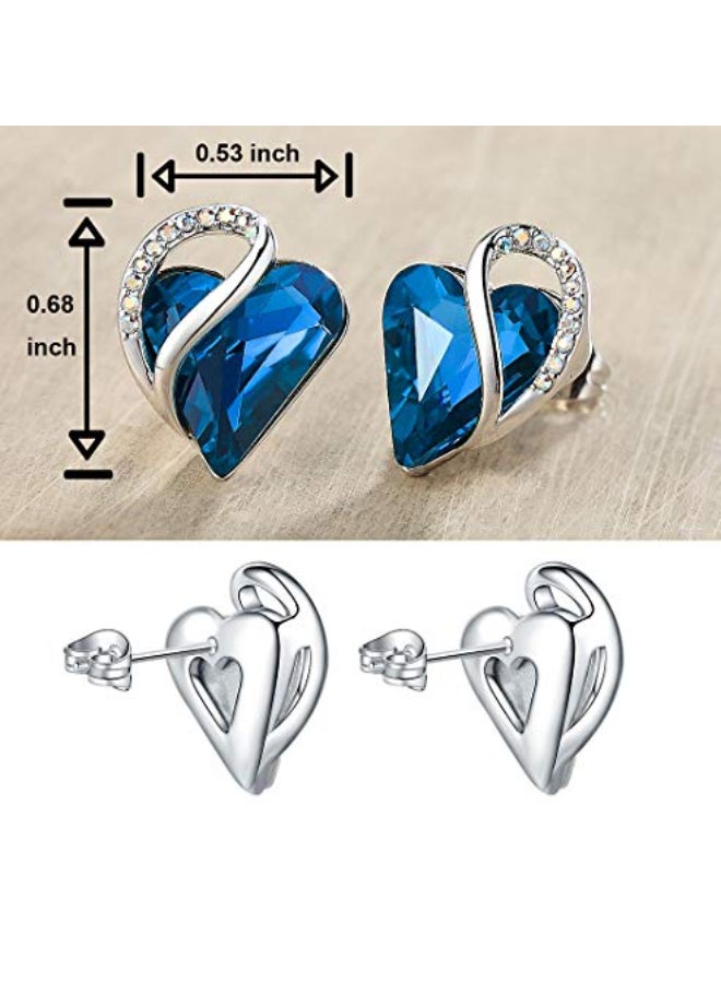 Leafael Love Heart Bermuda Crystal Stud Earrings - Image 5