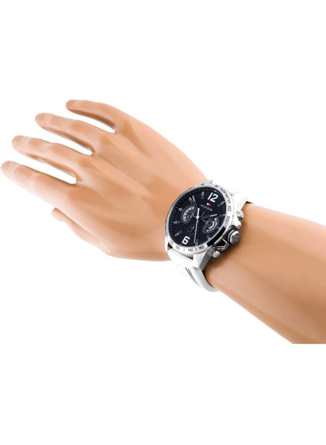 TOMMY HILFIGER - Men's Decker Round Shape Silicone Strap Chronograph Wrist Watch 46 mm - White - 1791475 - Image 1