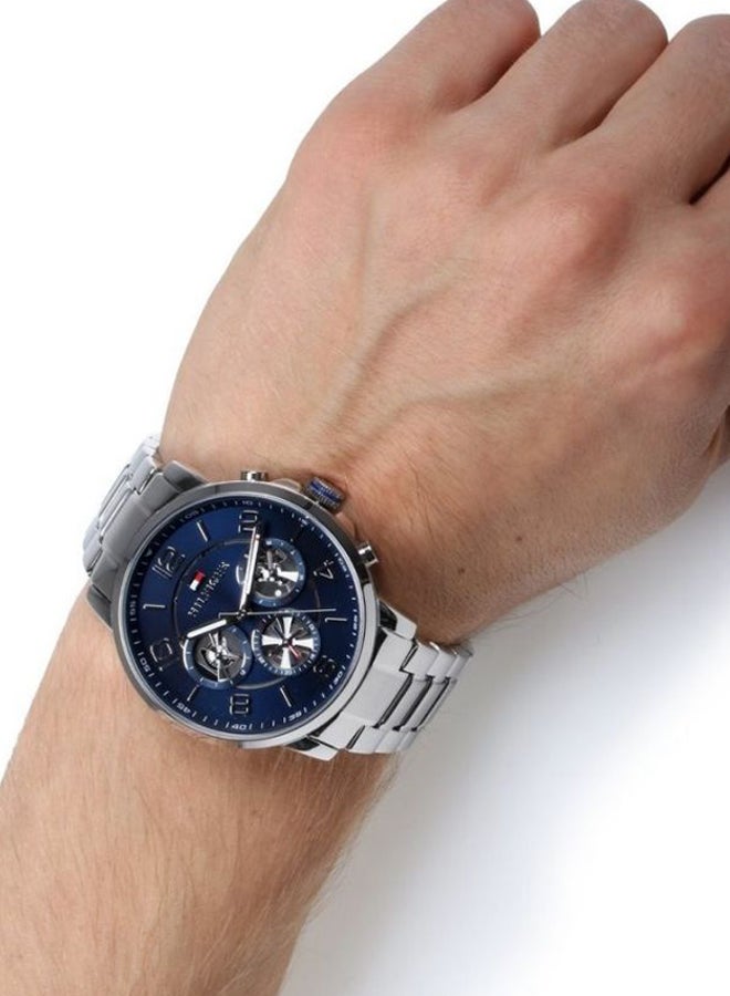 Men's Kegan Round Shape Stainless Steel Analog Wrist Watch 44 mm - Silver - 1791293
