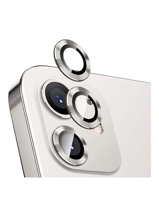 shAyzee 2-Piece Camera Lens Protector Glass For iPhone 12 Pro Silver/Black - Image 1