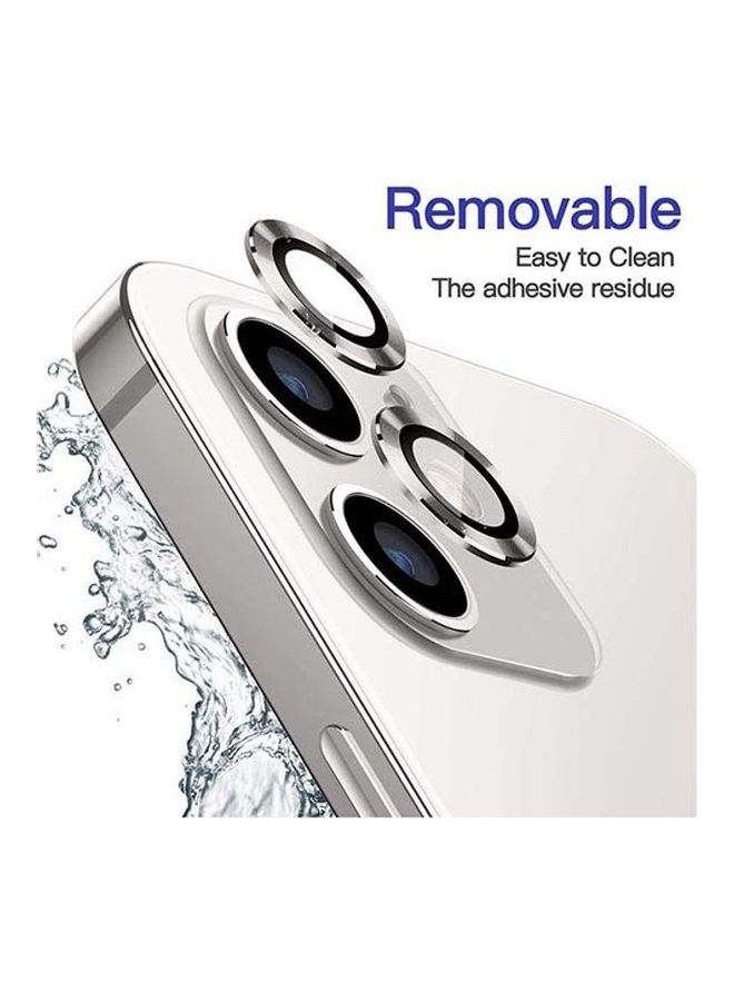 shAyzee 2-Piece Camera Lens Protector Glass For iPhone 12 Pro Silver/Black - Image 2