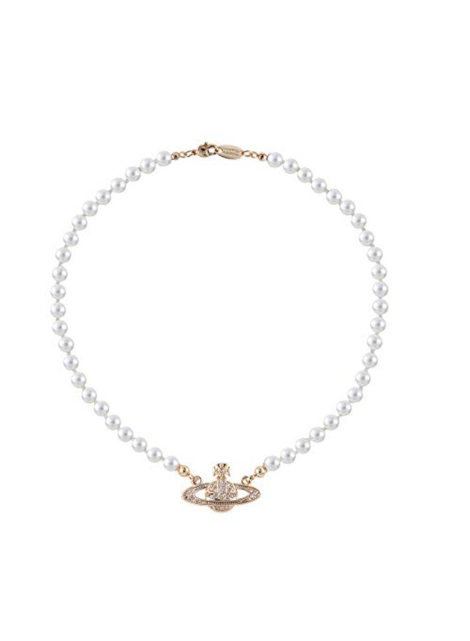 Beaded Rhinestone Saturn Planet Necklace  - Image 1