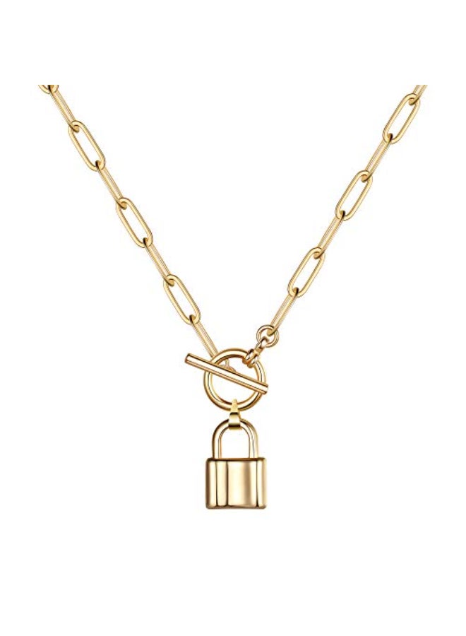 14 Karat Gold Plated Padlock Pendant Necklace - Image 1