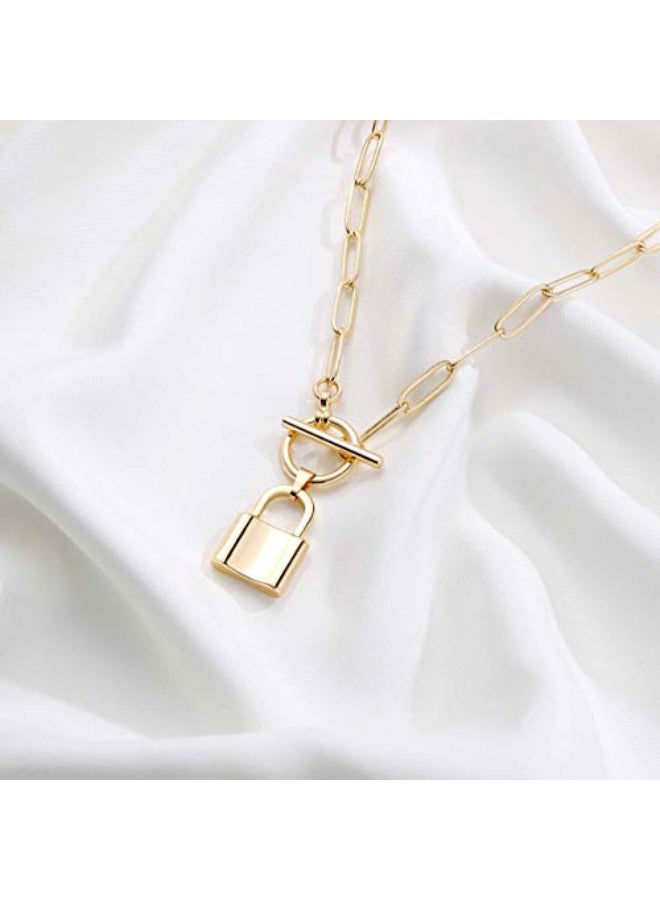 14 Karat Gold Plated Padlock Pendant Necklace - Image 3
