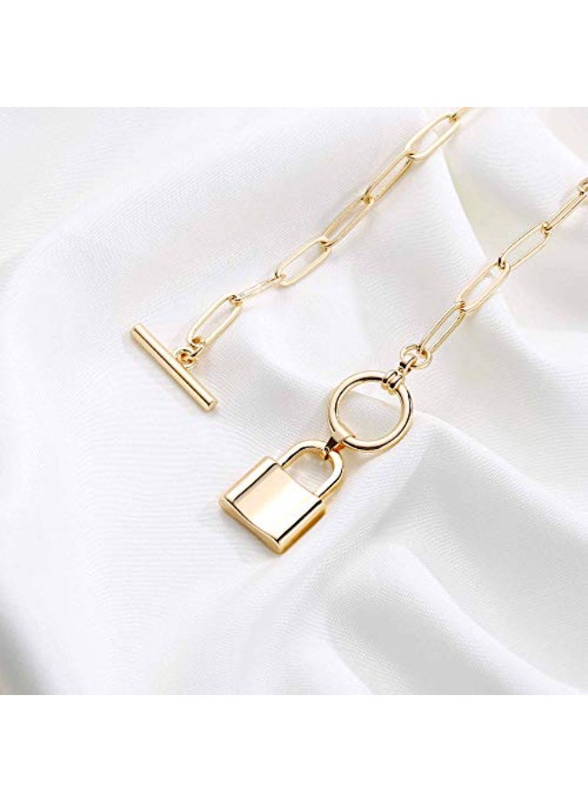 14 Karat Gold Plated Padlock Pendant Necklace - Image 2