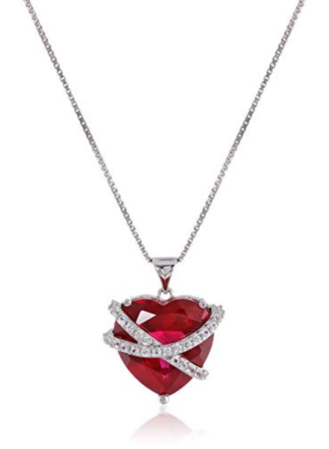 Sapphire Wrap Heart Pendant Necklace - Image 1