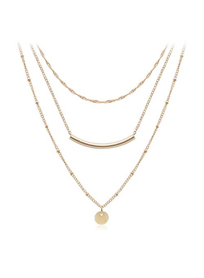 Layered Coin Tube Pendant Choker Necklace - Image 1