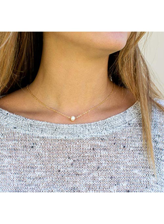 14 Karat Gold Plated Pearl Choker Necklace  - Image 2