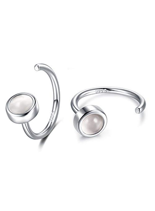 Moonstone Huggie Hoop Earrings - Image 1