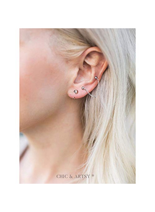 Moonstone Huggie Hoop Earrings - Image 2