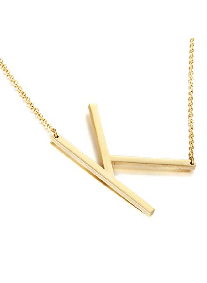 18 Karat Gold Plated Letter K Pendant Necklace - Image 1