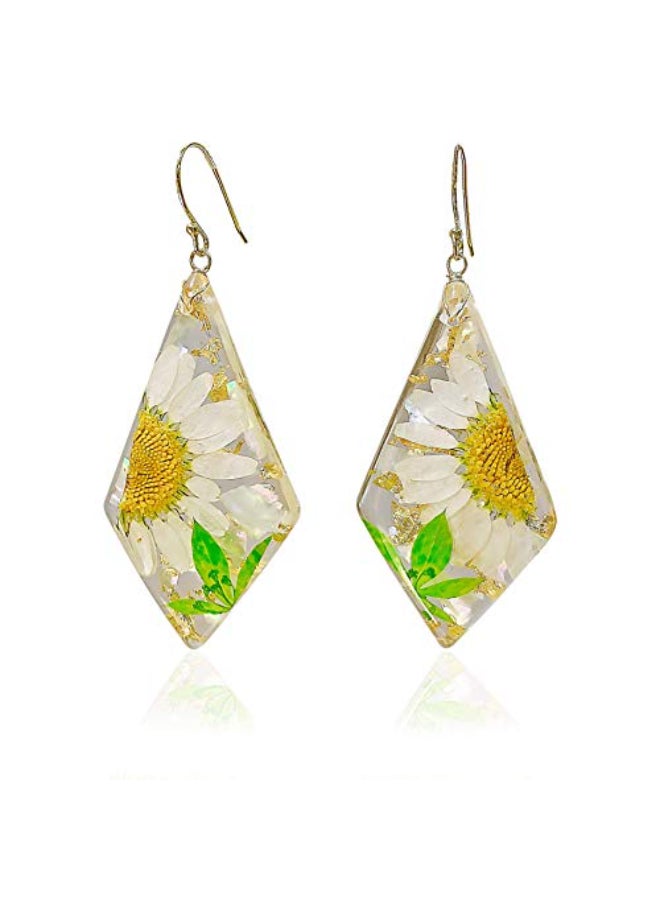 Pressed Flower Dangle Earrings