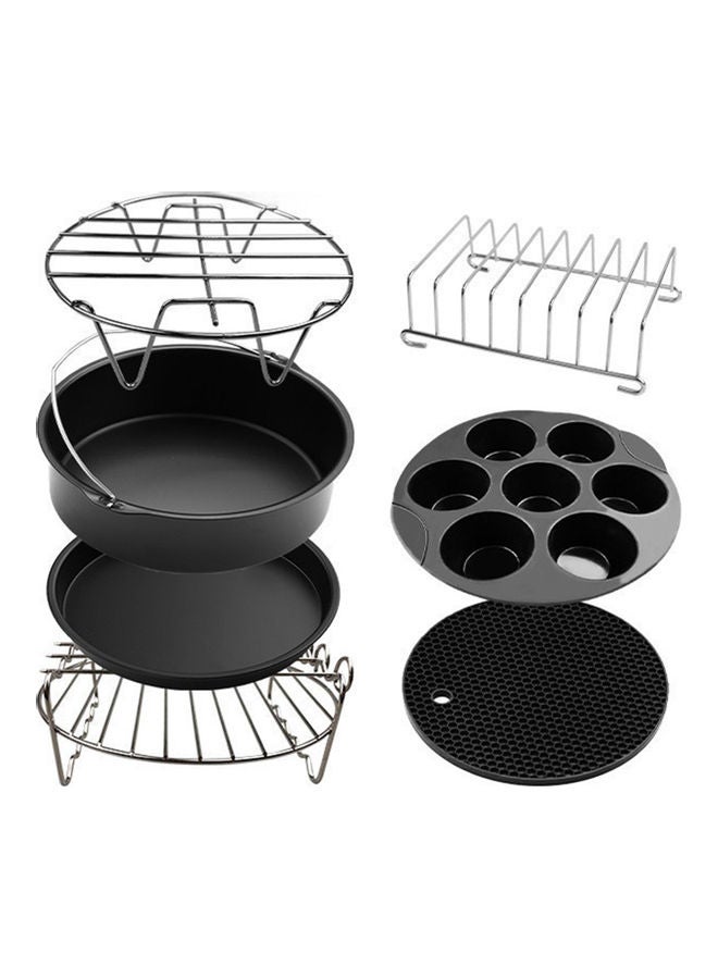 7-Piece Stainless Steel Air Fryer Accessorie Black 